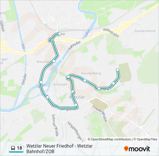 18 Bus Line Map