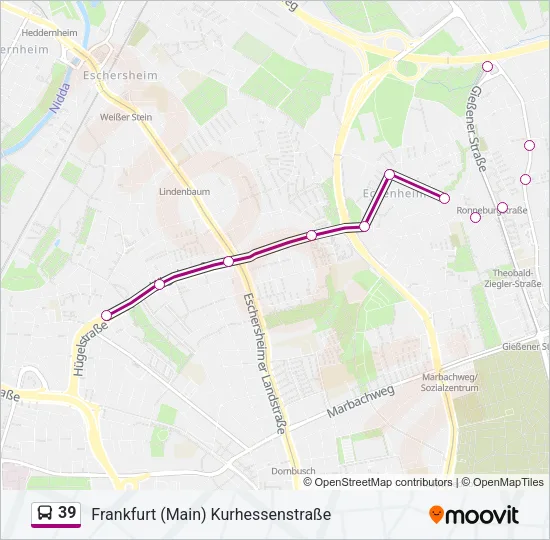Buslinie 39 Karte