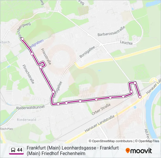 44 Bus Line Map
