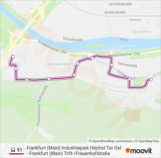 Автобус 51: карта маршрута