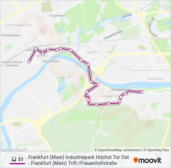 51 Bus Line Map