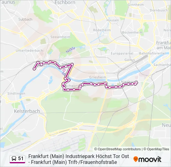 51 Bus Line Map