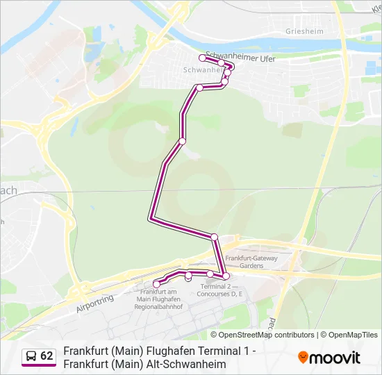 Автобус 62: карта маршрута