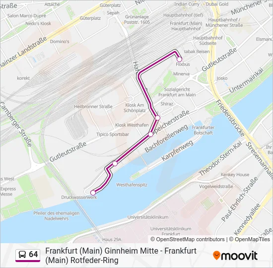 Автобус 64: карта маршрута