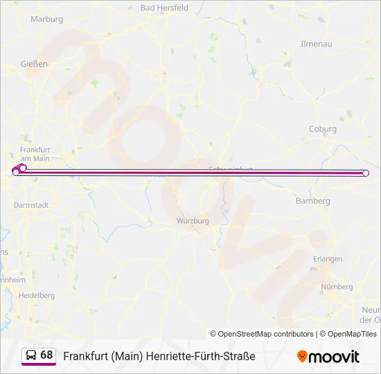 Автобус 68: карта маршрута