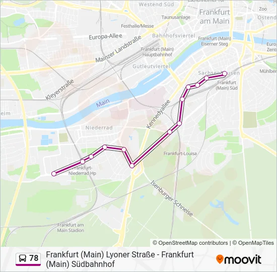 Автобус 78: карта маршрута