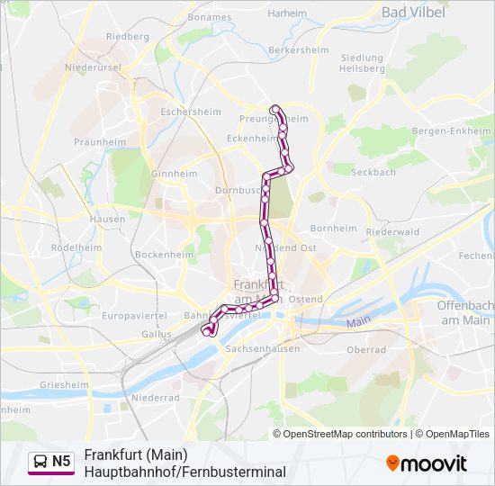 N5 Bus Line Map