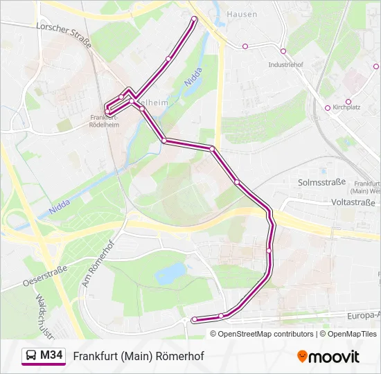 Автобус M34: карта маршрута