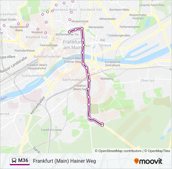 M36 Bus Line Map