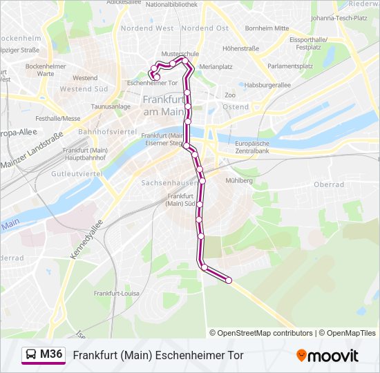 M36 Bus Line Map