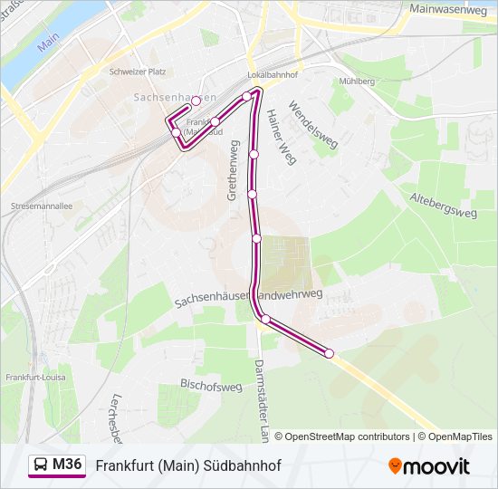 M36 Bus Line Map