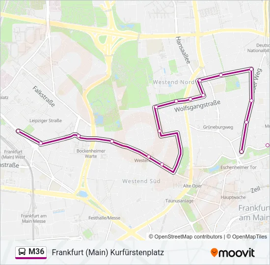M36 Bus Line Map