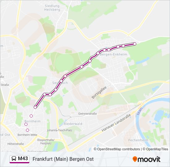 M43 Bus Line Map
