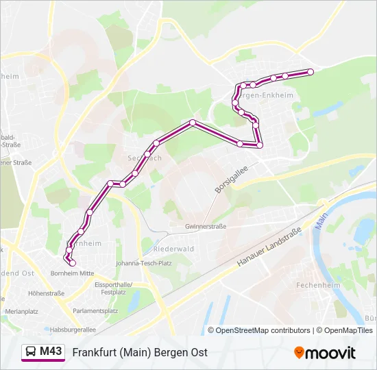 M43 Bus Line Map