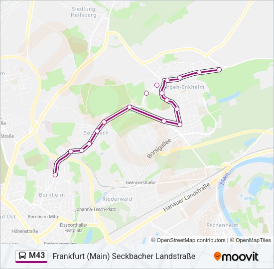 M43 Bus Line Map