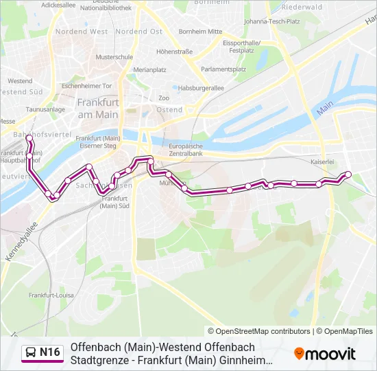 Buslinie N16 Karte