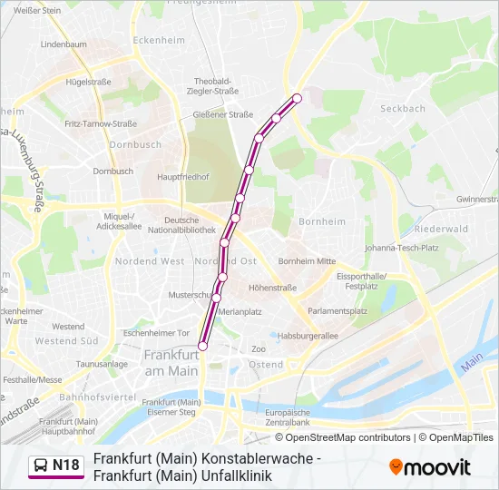 Buslinie N18 Karte