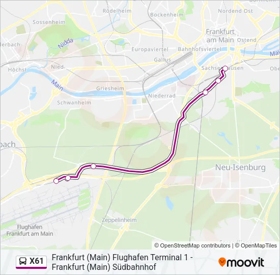 X61 Bus Line Map