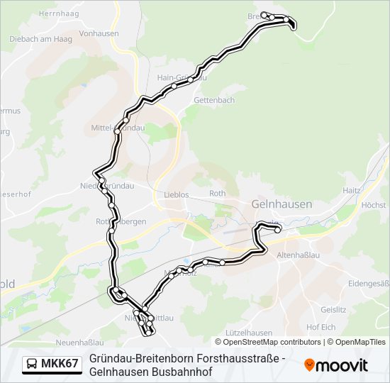 MKK67 Bus Line Map