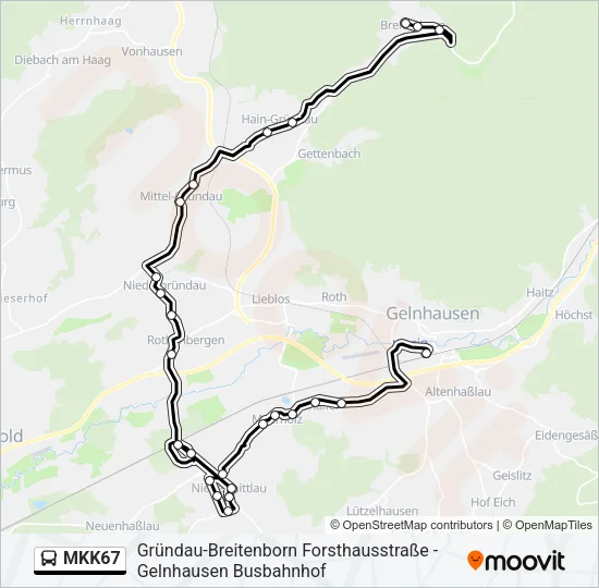 MKK67 Bus Line Map
