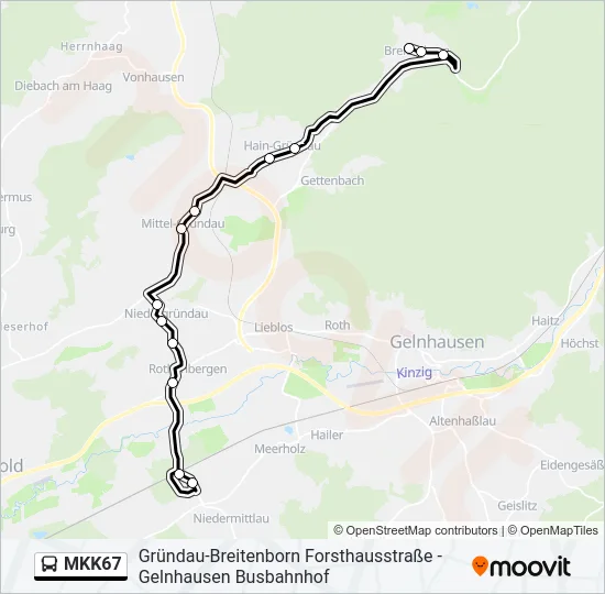 MKK67 Bus Line Map