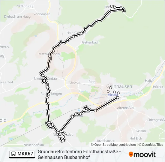 MKK67 Bus Line Map