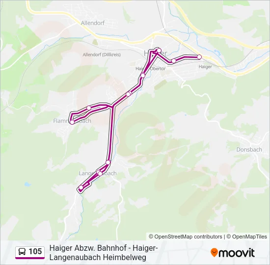 105 Bus Line Map