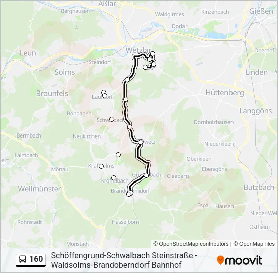 160 Bus Line Map