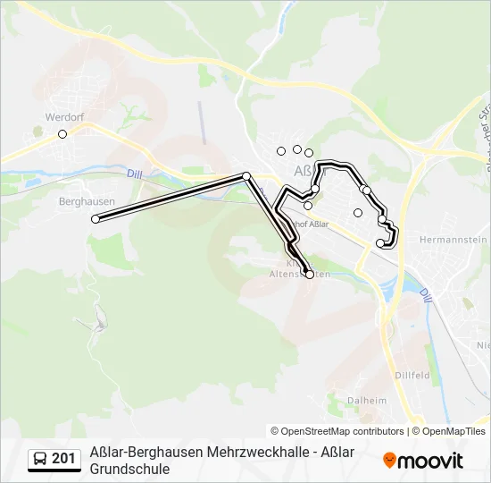 Автобус 201: карта маршрута