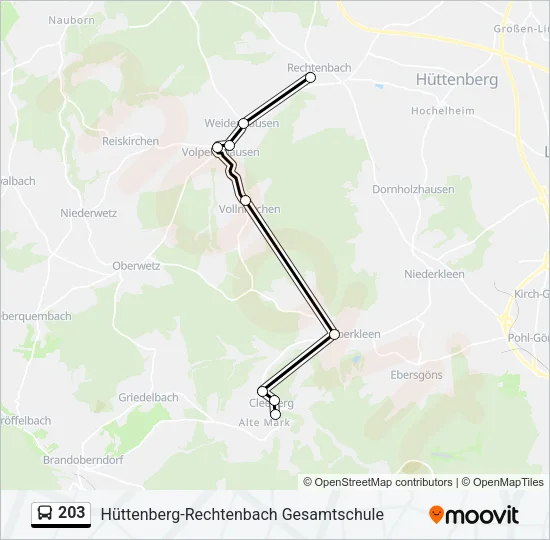 203 Bus Line Map