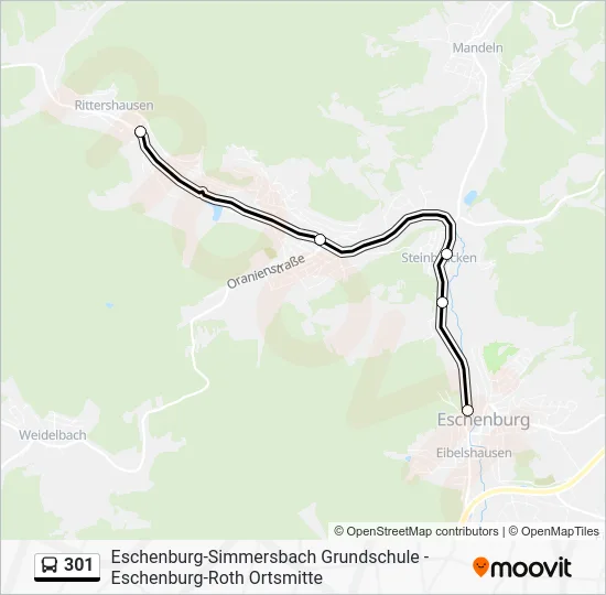 Автобус 301: карта маршрута