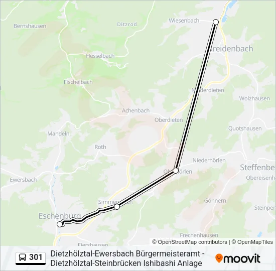 301 Bus Line Map