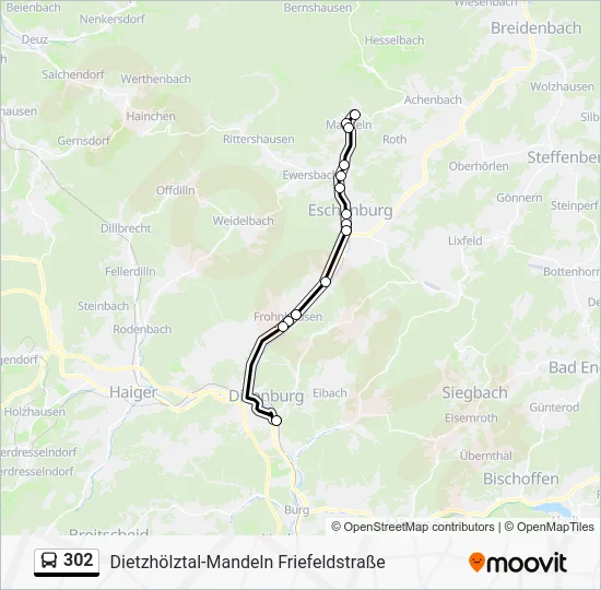 Автобус 302: карта маршрута