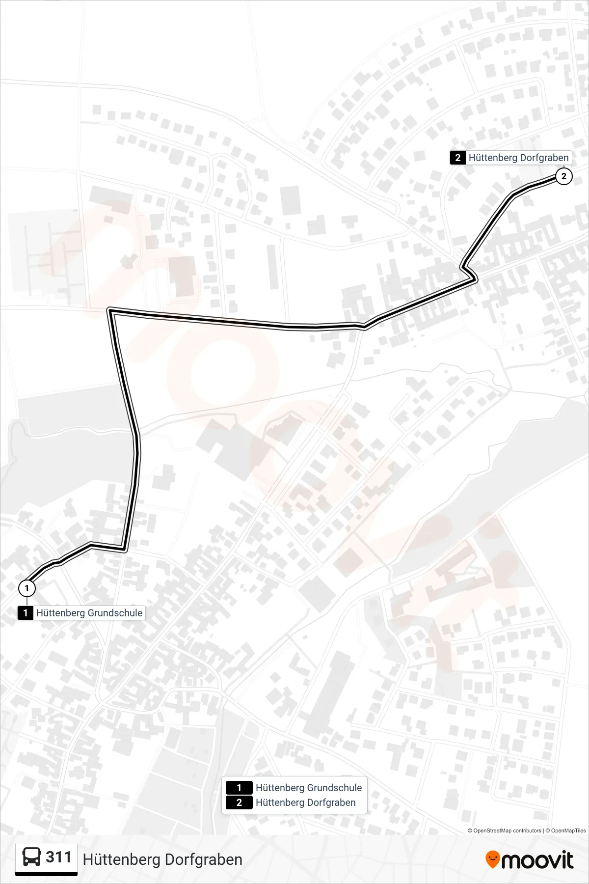 311 bus Line (Hüttenberg Dorfgraben) route and stops on a map