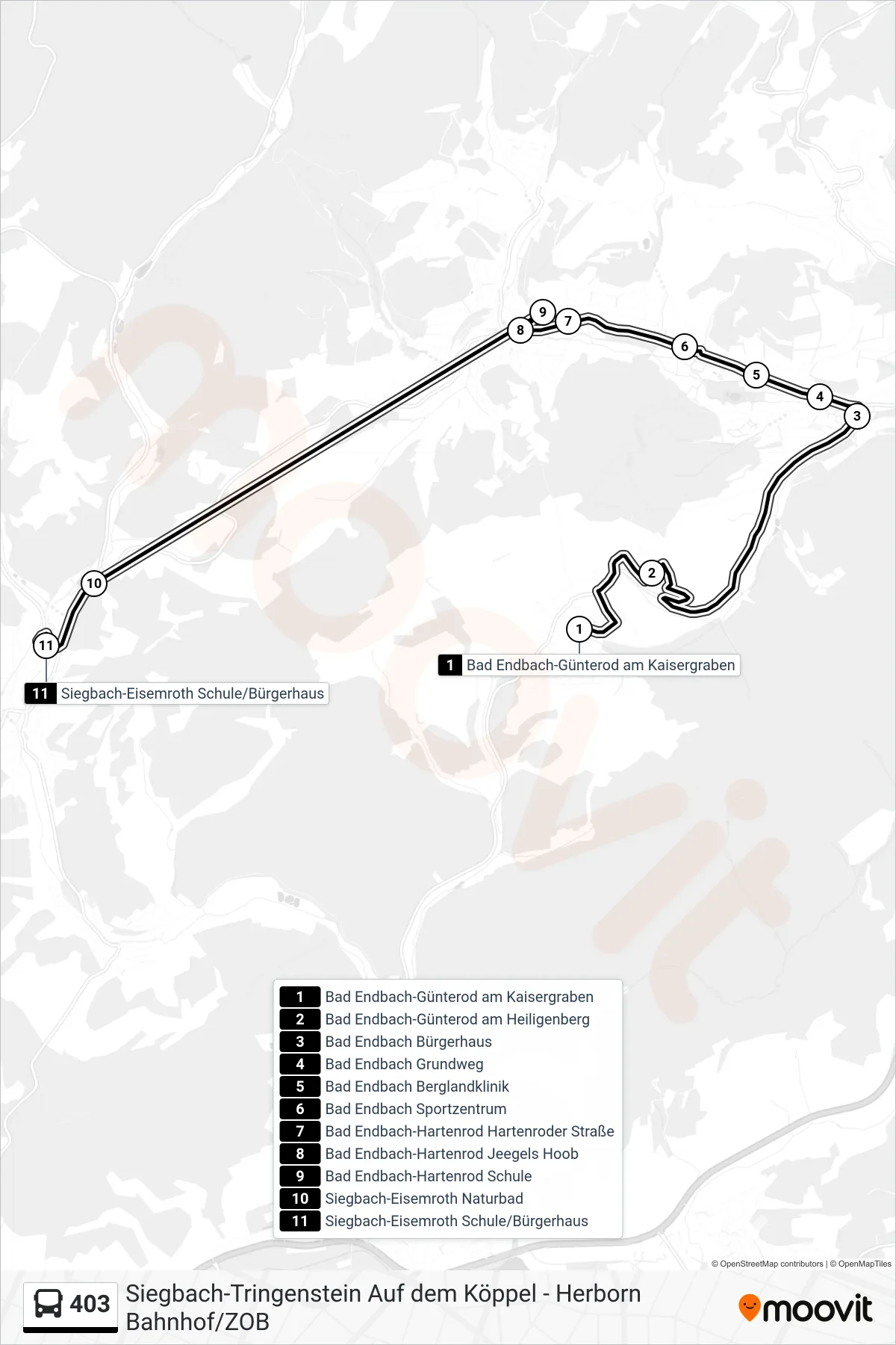403 bus Line (Siegbach-Eisemroth Schule/Bürgerhaus) route and stops on a map