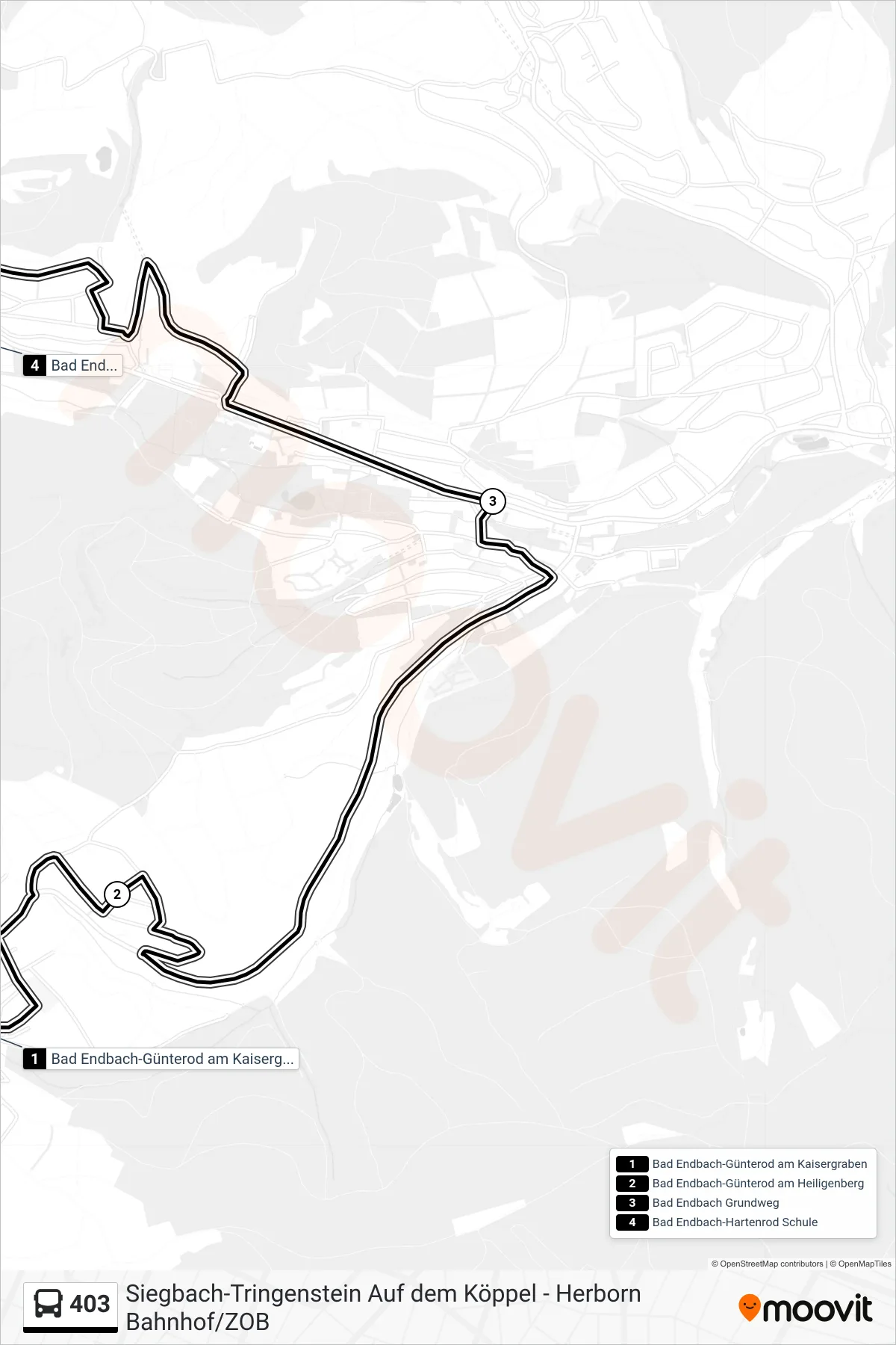 403 bus Line (Bad Endbach-Hartenrod Schule) route and stops on a map