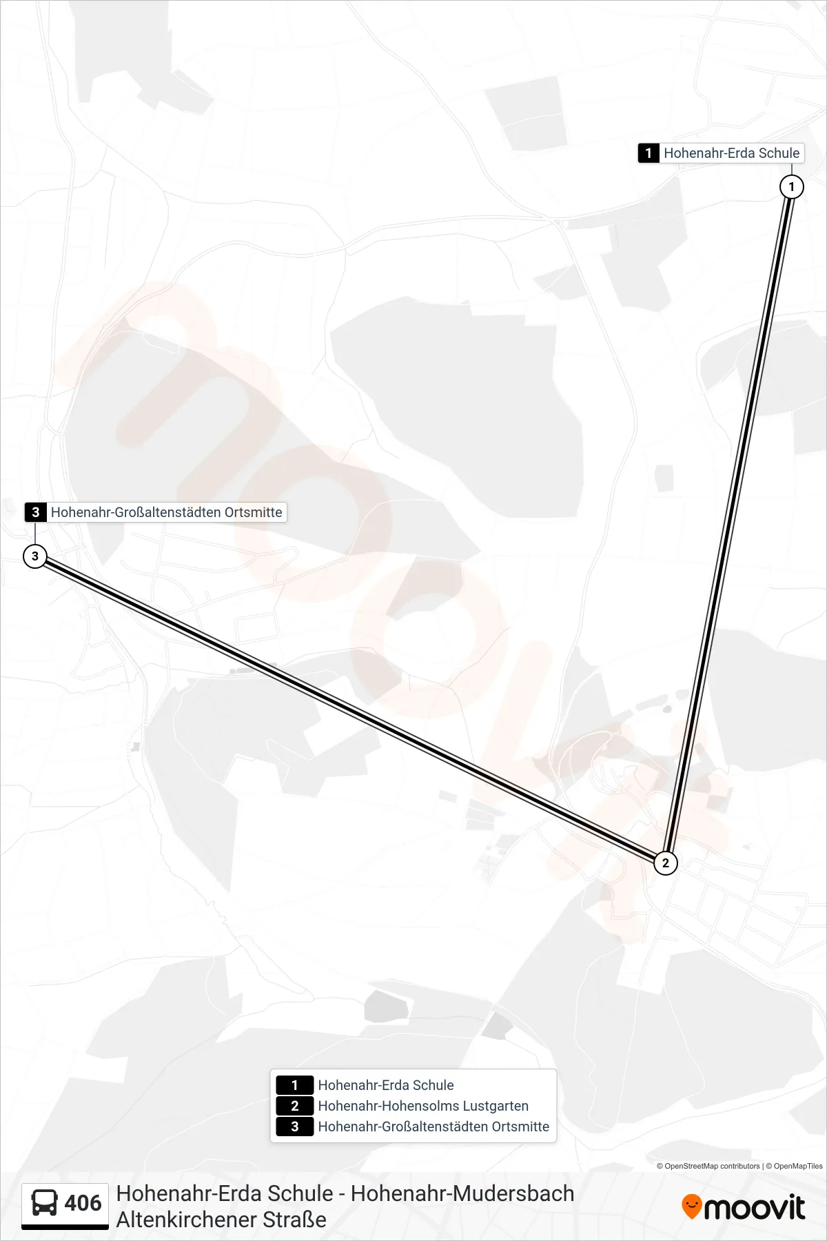 406 bus Line (Hohenahr-Großaltenstädten Ortsmitte) route and stops on a map