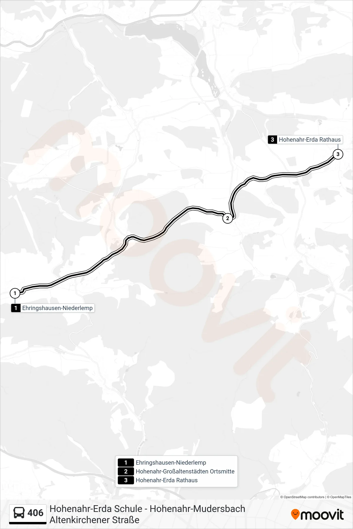 Linie 406 (Bus) Richtung Hohenahr-Erda Rathaus: Route und Haltestellen auf der Karte