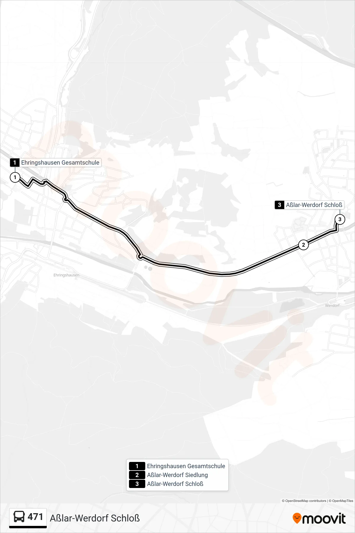 471 bus Line (Aßlar-Werdorf Schloß) route and stops on a map