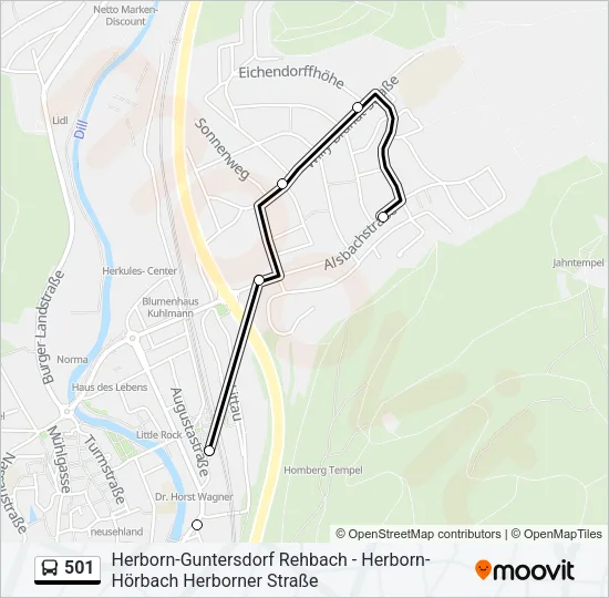 501 Bus Line Map