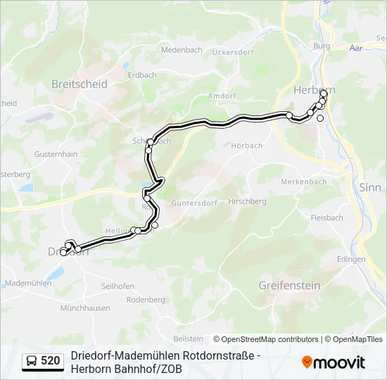 520 Bus Line Map