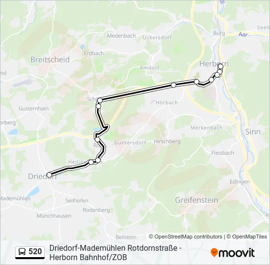 520 Bus Line Map
