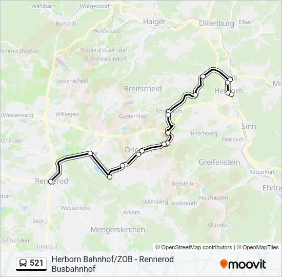 521 Bus Line Map