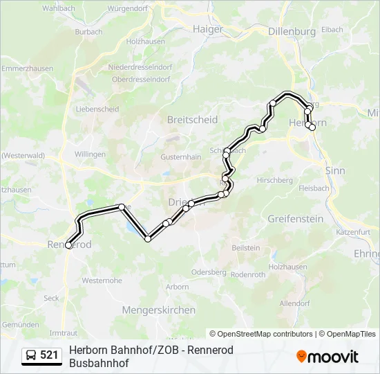 521 Bus Line Map