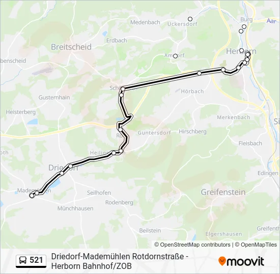 Автобус 521: карта маршрута