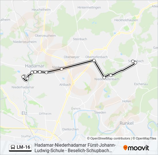 LM-16 Bus Line Map