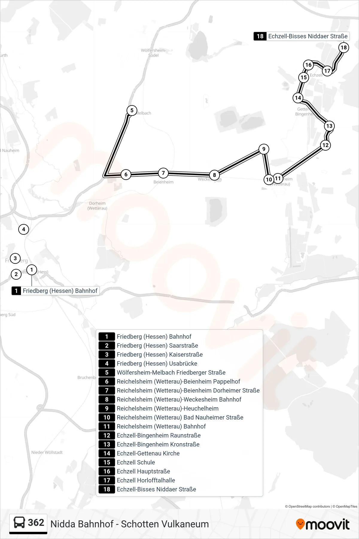 362 bus Line (Echzell-Bisses Niddaer Straße) route and stops on a map