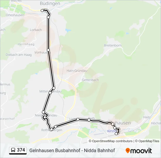 374 Bus Line Map