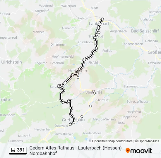 391 Bus Line Map