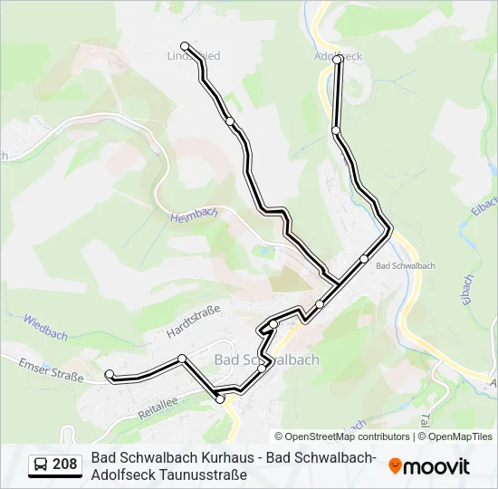 208 Bus Line Map